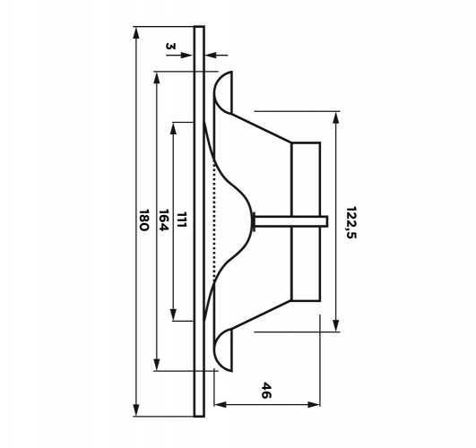 Анемостат со стеклянной внешней частью FOZA D 125 мм. Матовое зеркало. Белый